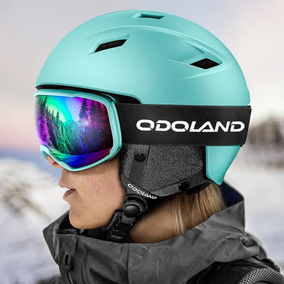 Odoland Skihelm und Skibrille Set Snowboardhelm mit Snowboardbrille für Damen und Herren Ski Goggles