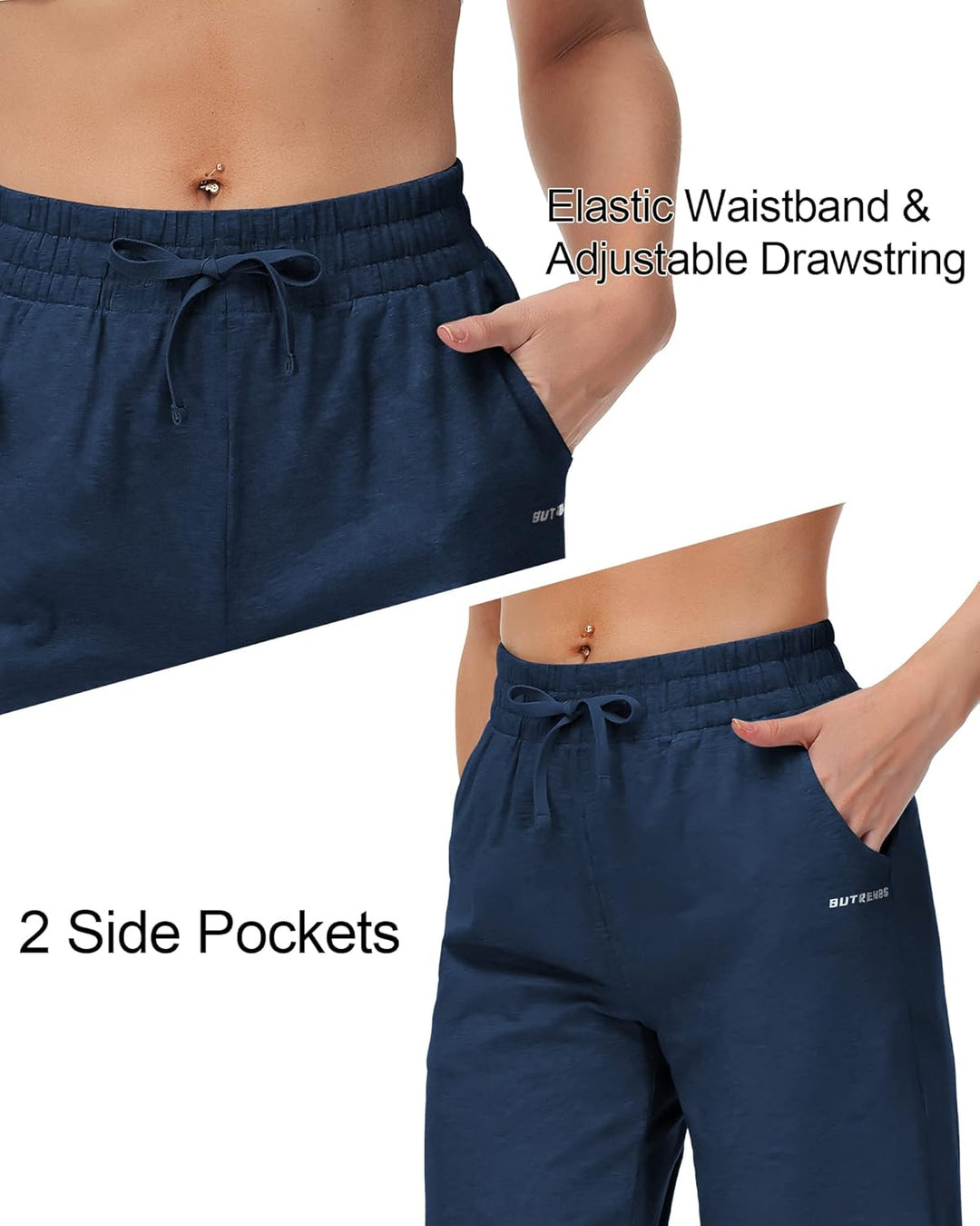 Butrends Damen Jogginghose Baumwolle mit offenem Boden Yoga Sporthose Hohe Taile Trainingshose Loung