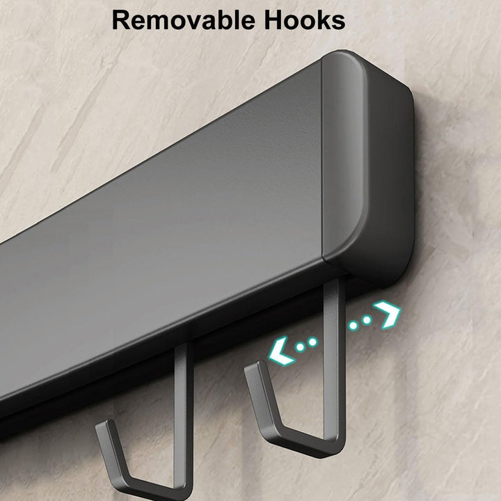 HMAKGG Hakenleiste Küche ohne Bohren, 50CM Küchenleiste Selbstklebend mit 10 Beweglichen Haken, Küch