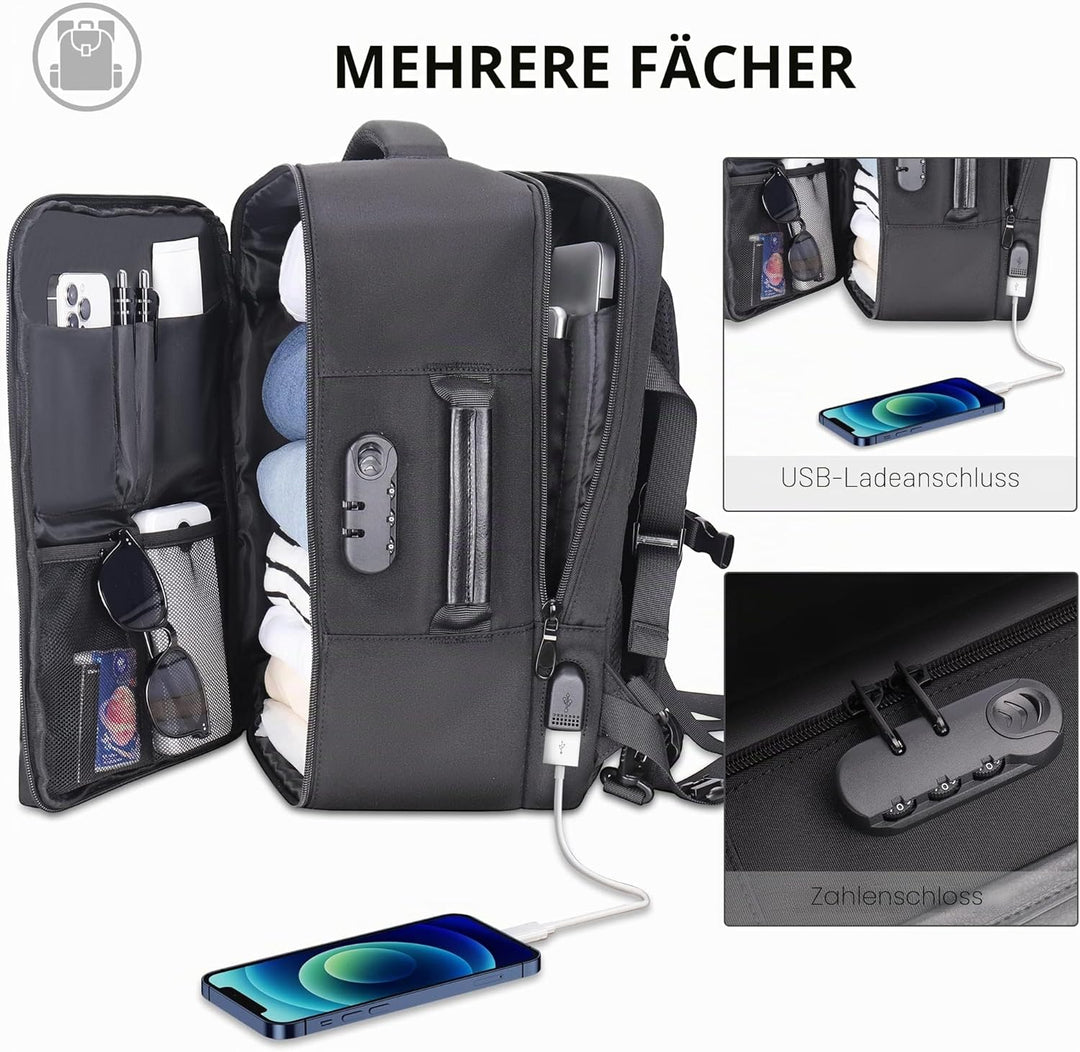 YOUNGOA Handgepäck 40x20x25 Reiserucksack Reisetasche für Ryanair Flugzeug mit LaptopFach 20L YG063