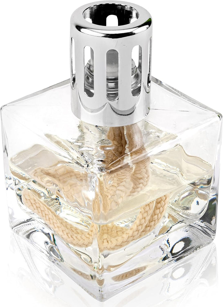 KAZIS® I Starterset katalytische Lampe + 1 Liter Frische Wäsche Duft I transparent Würfel
