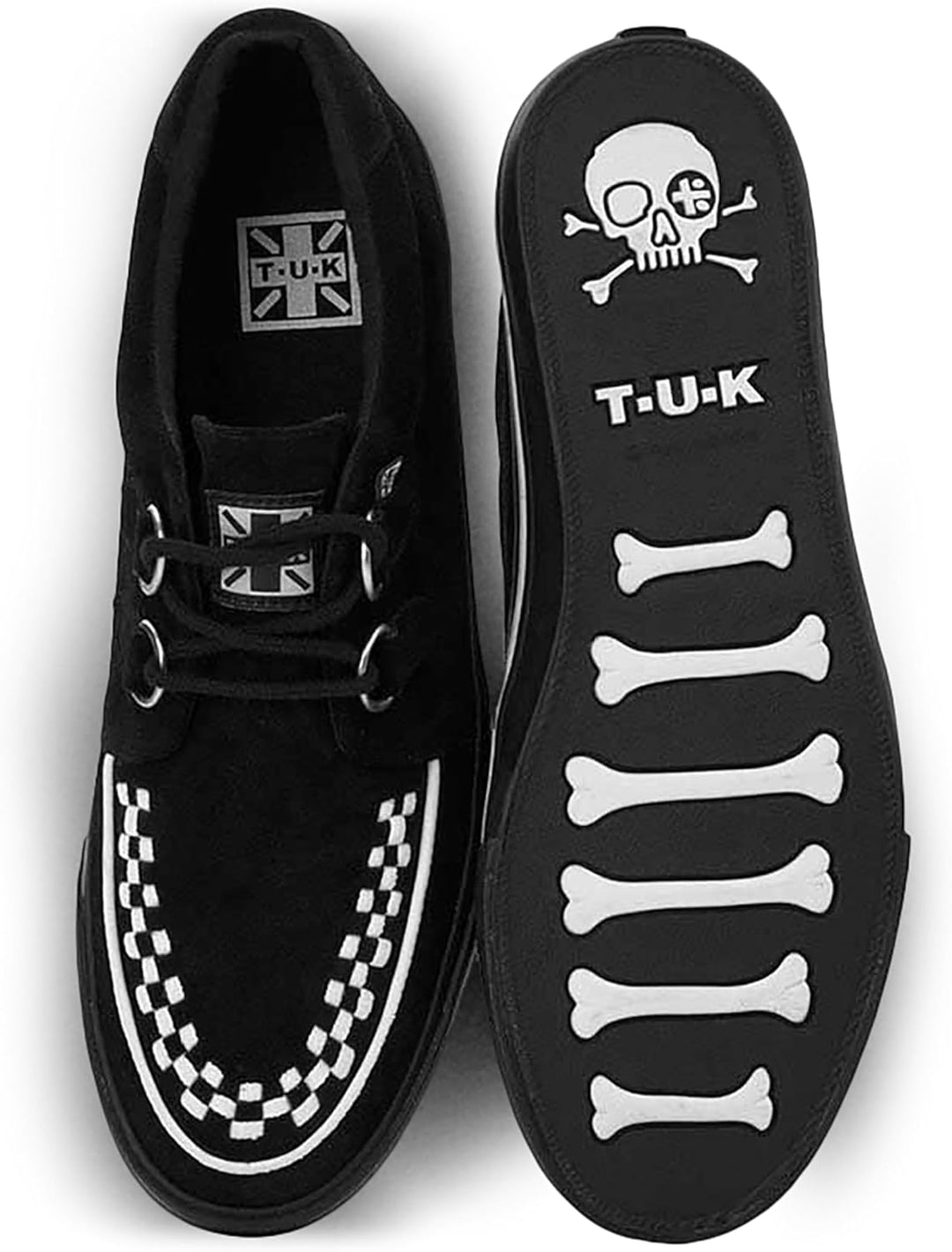 T.U.K. Shoes Herren und Damen Leder D Ring Sneaker Schwarz Weiss Wildleder EU39