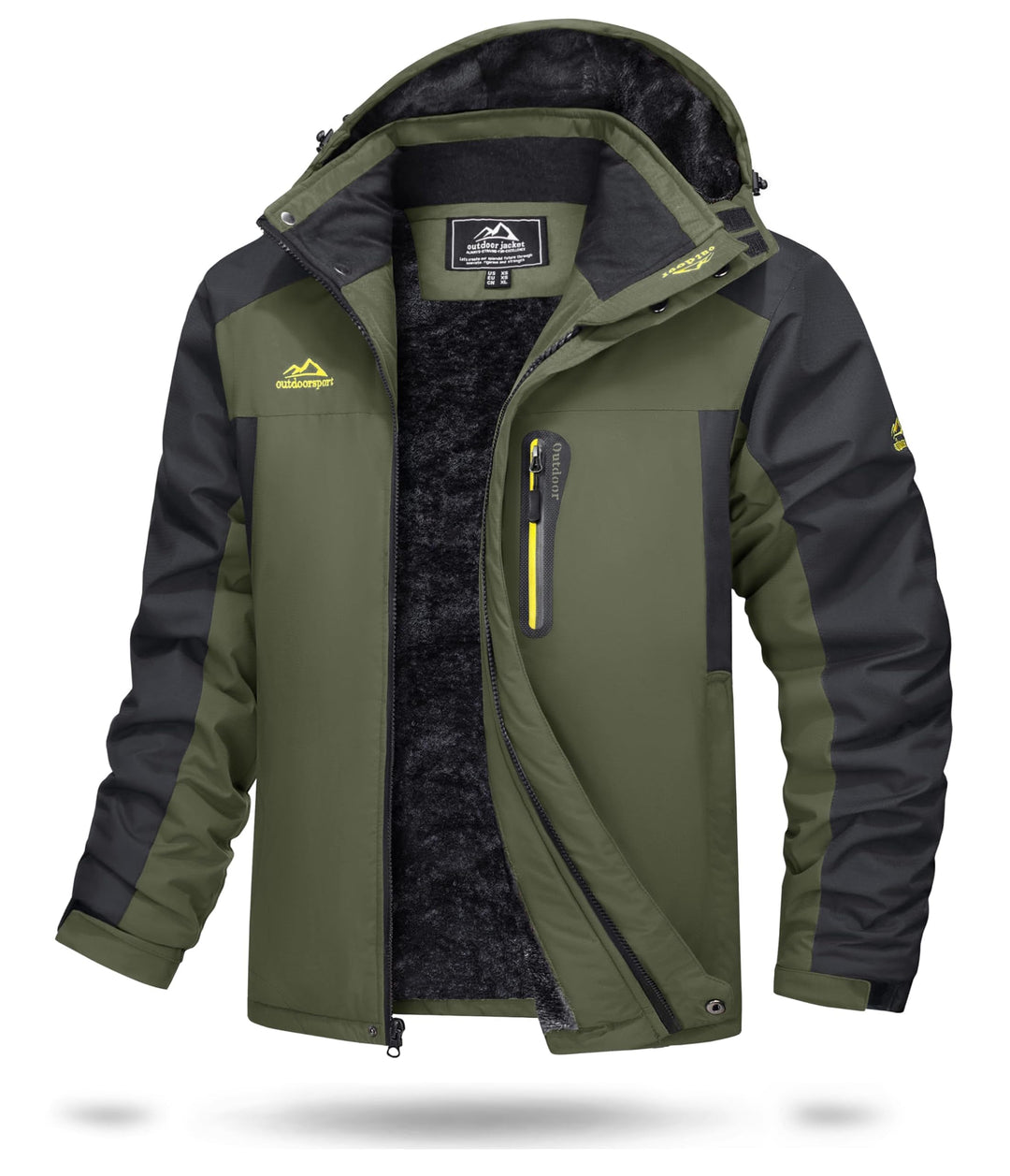 Herren Warme Skijacke Gefütterte Winterjacke Wasserabweisende Funktionsjacke mit Abnehmbarer Kapuzen