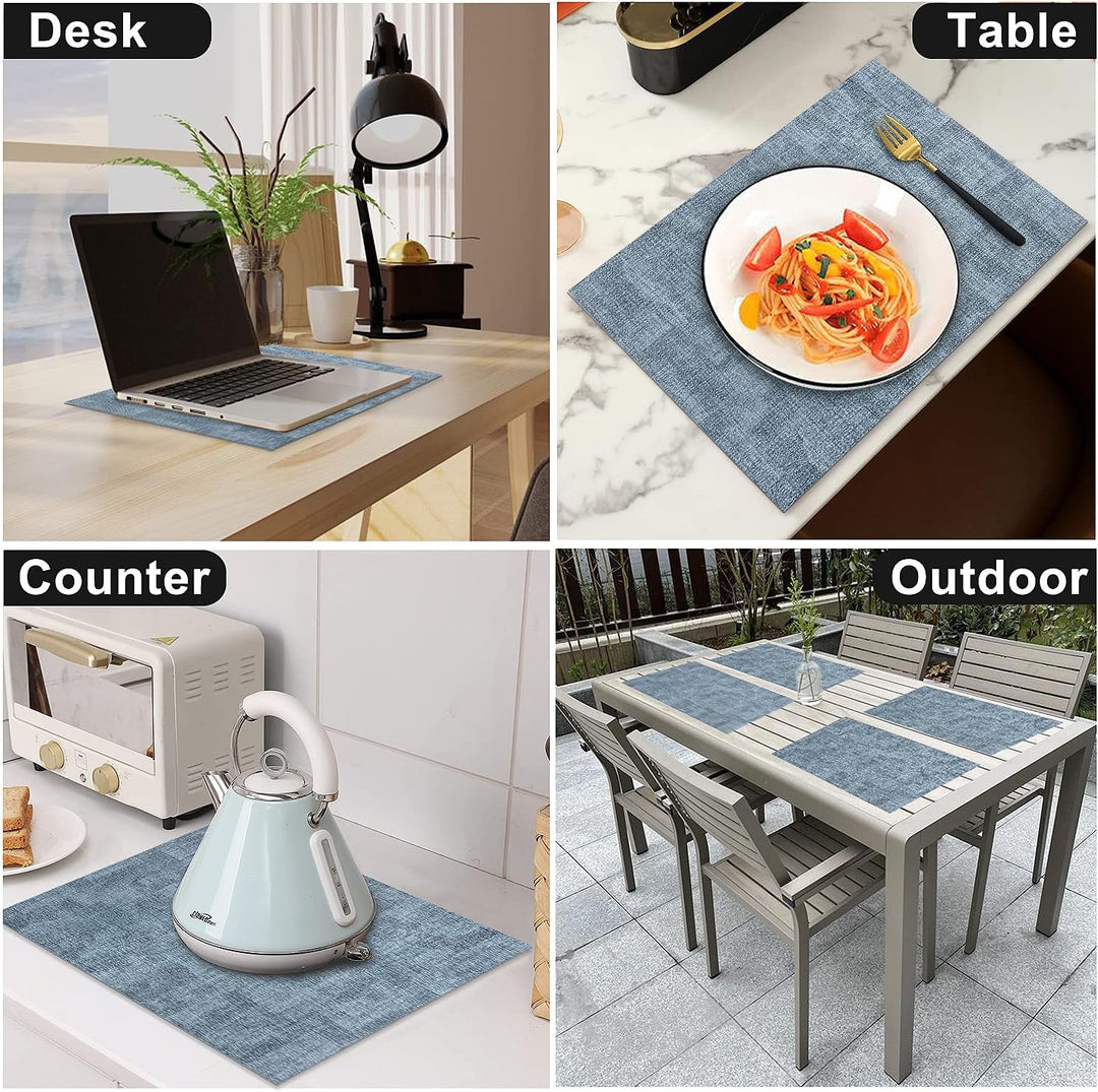 Platzsets Abwaschbar 6er Set, Leder Hitzebeständige Tischset, Wasserdicht Küche Tischset Platzset Ab