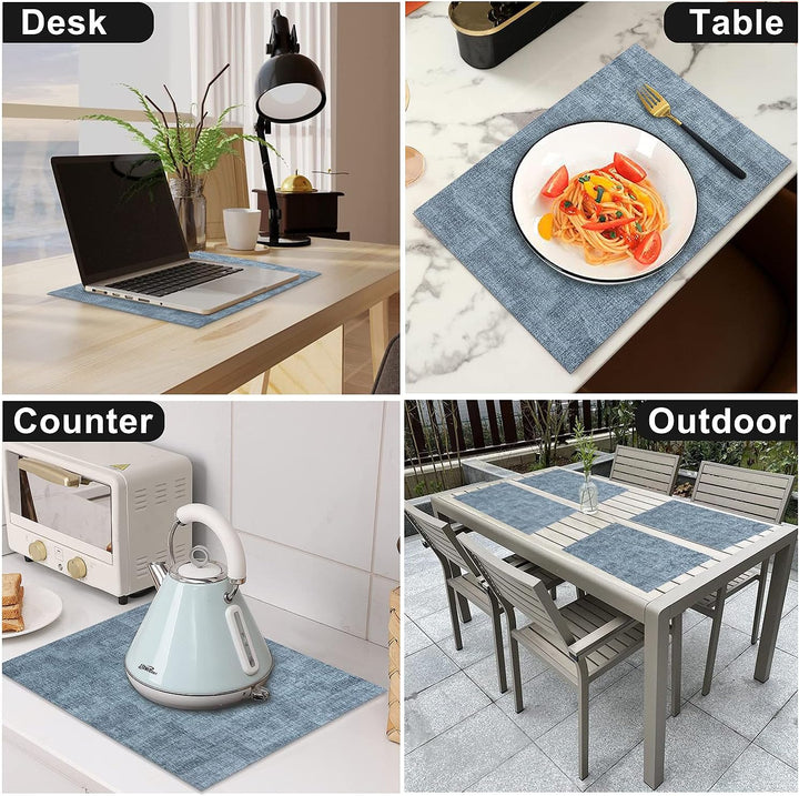 Platzsets Abwaschbar 6er Set, Leder Hitzebeständige Tischset, Wasserdicht Küche Tischset Platzset Ab