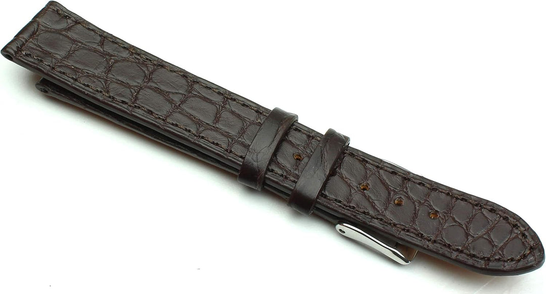 18mm Echt Alligator Klassik handgemacht in Deutschland Uhrenarmband Dunkel braun