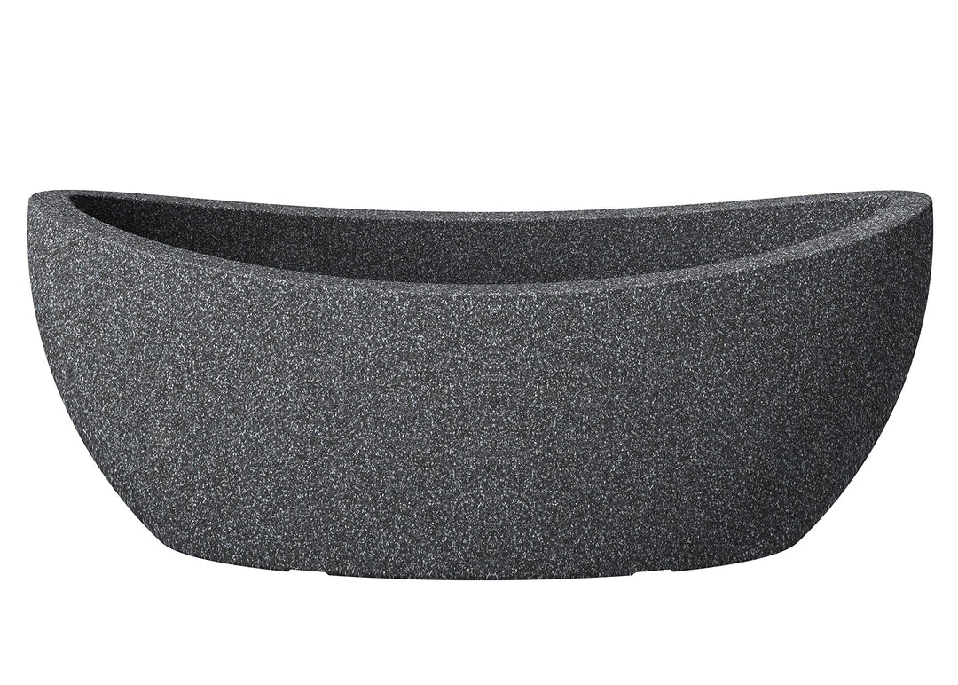 Scheurich Wave Globe Jardiniere, ovale Pflanzschale aus Kunststoff, Schwarz-Granit, 58 cm lang, 24 c