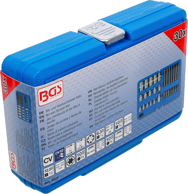 BGS 5025 | Bit- und Steckschlüssel-Satz | E-Profil / T-Profil (für Torx) | 30-tlg.