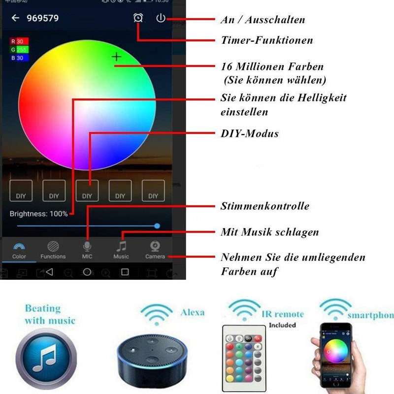 10er WIFI RGBWW Bodeneinbauleuchten Arbeitet mit Alexa,LED Einbaustrahler DC12V Ø31mm 0.6W LED Boden