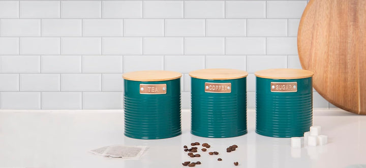 KitchenCraft Lagerung Kanister, Teal, 3 Stück, Geschenk-Box Klar, Klar