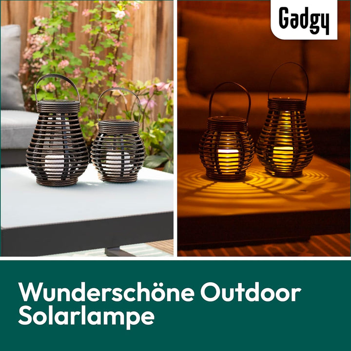 Gadgy Solar Laternen für Aussen - 2er Wetterfeste LED Deko-Lampen in Tropfen- & Kugelform - Solarleu