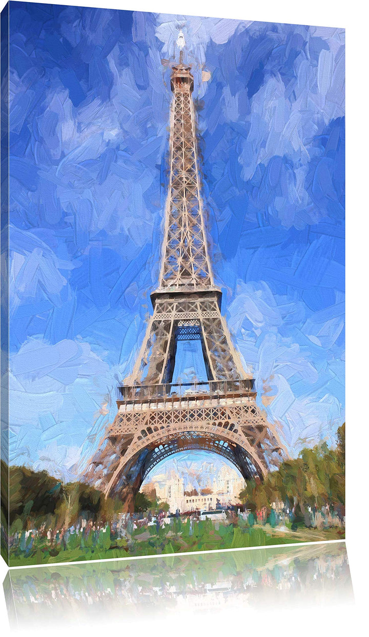 Eifelturm in Paris Pinsel Effekt, Format: 100x70 auf Leinwand, 100x70