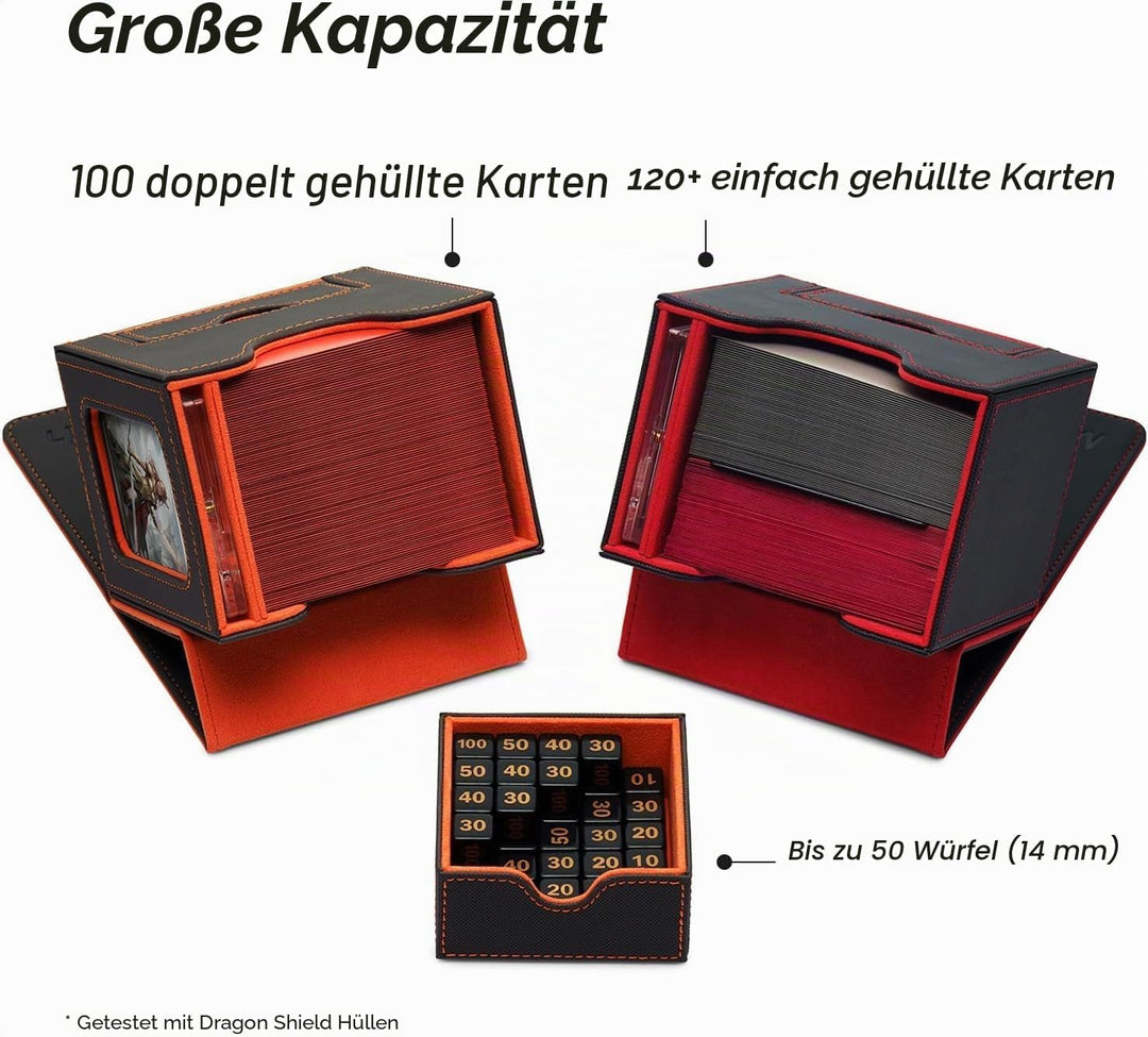 Mage Tech Card Deck Box für MTG Commander - Patentiertes Design, Commander Display, passend für 100
