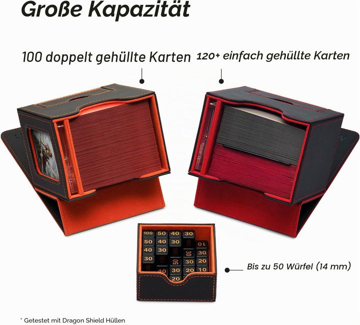 Mage Tech Card Deck Box für MTG Commander - Patentiertes Design, Commander Display, passend für 100