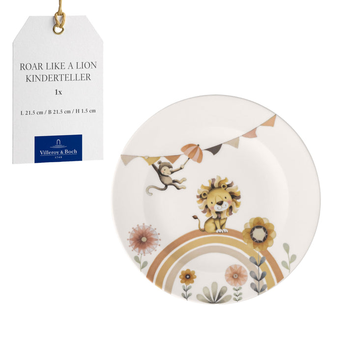Villeroy & Boch – Boho kids Roar like a lion Kinderteller, Porzellan Teller im Boho Stil, Kindergesc