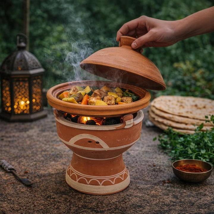 Casa Moro Marokkanische Holzkohle Stövchen Majmar Ø 30 x Höhe 25cm für Tajines Böden Ø 24-27cm | Kun