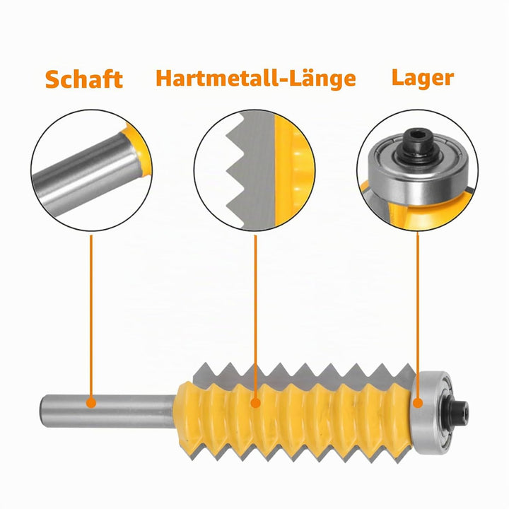 8 Schaft Fräser, Schnurwellen Holzfräser Hartmetall Fräser Mehrzahn Holzbearbeitungswerkzeug(8 x 55)