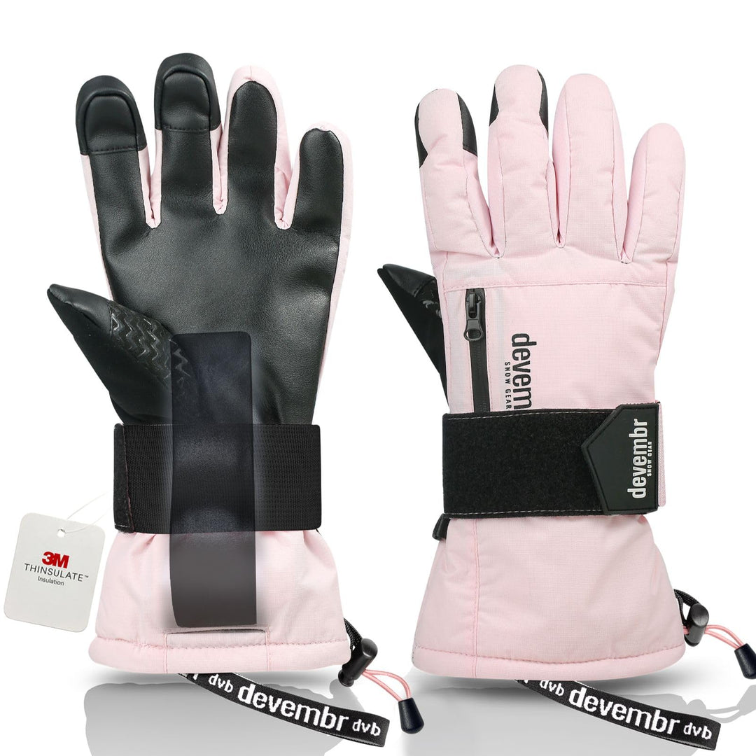 devembr Skihandschuhe mit Handgelenkschützern, Warme Snowboardhandschuhe für Herren und Damen