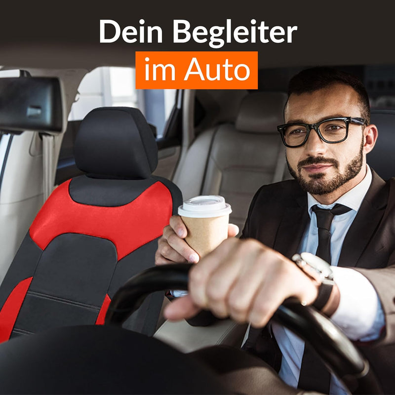 Upgrade4cars Sitzbezüge Auto Vordersitze Leder-Optik | Kunstleder Schonbezüge Set Universal Schwarz