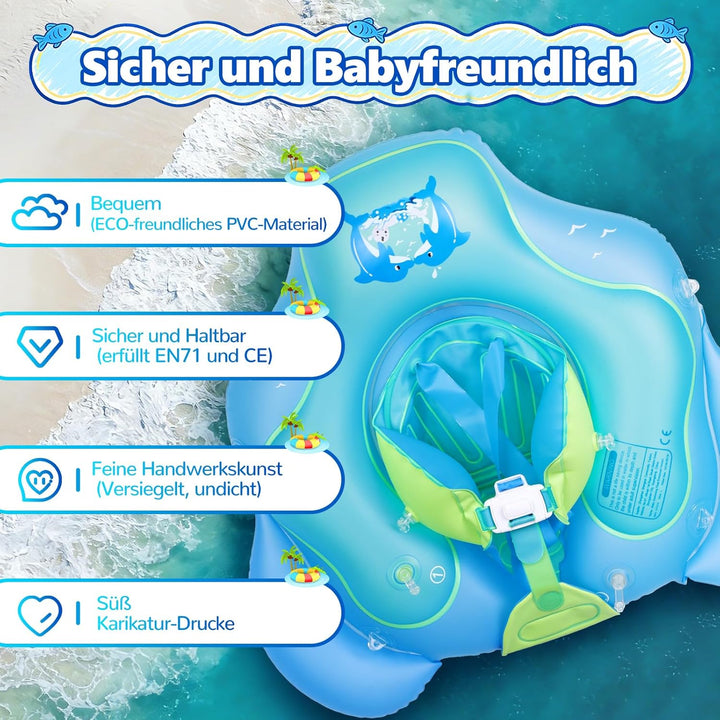 Schwimmsessel für Kinder mit Sonnendach - Schwimmdübel für Kleinkinder im Alter von 6-36 Monaten mit