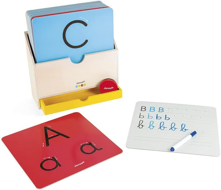 Janod - Essentiel - Schreiben lernen - Lernspiel aus Holz Babys und Kleinkinder - Buchstaben und Les