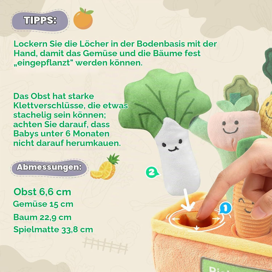 Mini Tudou Baby Spielzeug ab 6 Monate,15 Stück Sensorische Knister Früchte Gemüse Bauernhof Plüschti