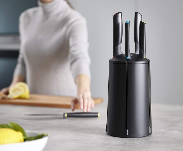 Joseph Joseph Elevate Messerblock, 5-teilig, drehbar, japanischer Edelstahl, Schwarz Mehrfarbig