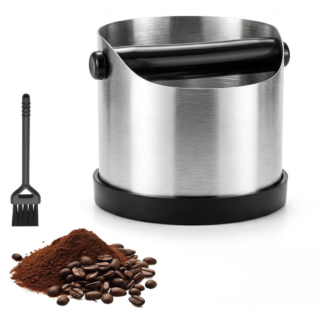 Abklopfbehälter für Siebträger, 700 ml Edelstahl Espresso Kaffee Knock Box, Rutschfester Basis, Abkl