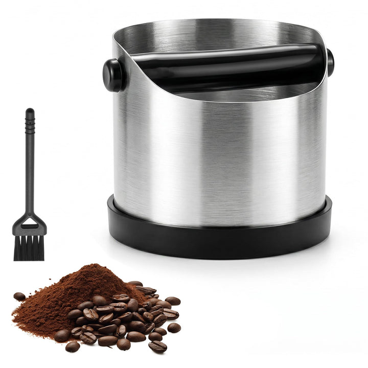 Abklopfbehälter für Siebträger, 700 ml Edelstahl Espresso Kaffee Knock Box, Rutschfester Basis, Abkl
