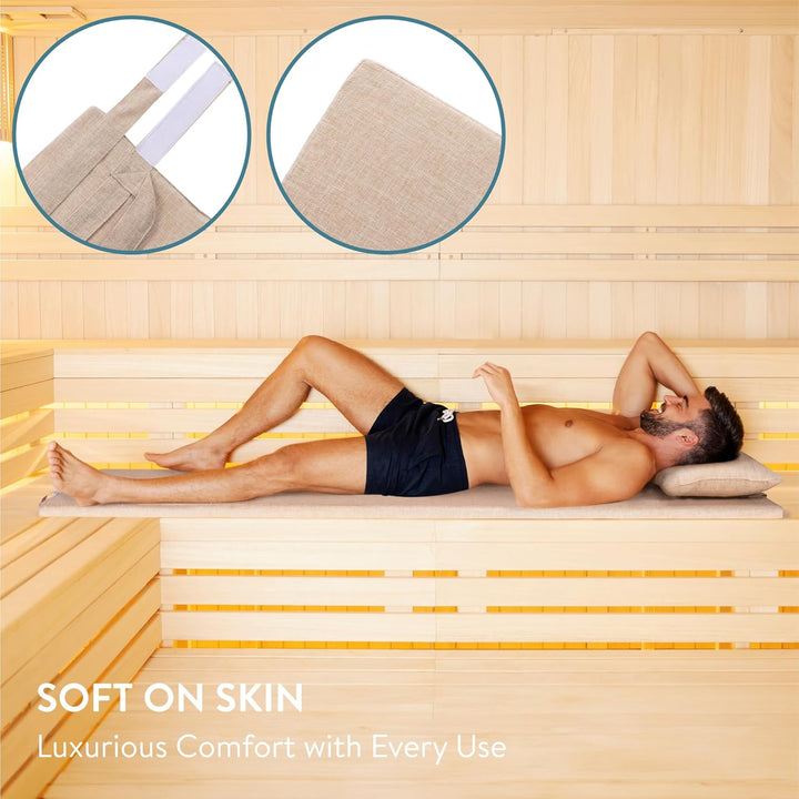 JEMIDI Saunakissen Set - Sauna Kopfstütze und Sitzunterlage - Sauna Set - Sauna Rückenlehne - Gesche