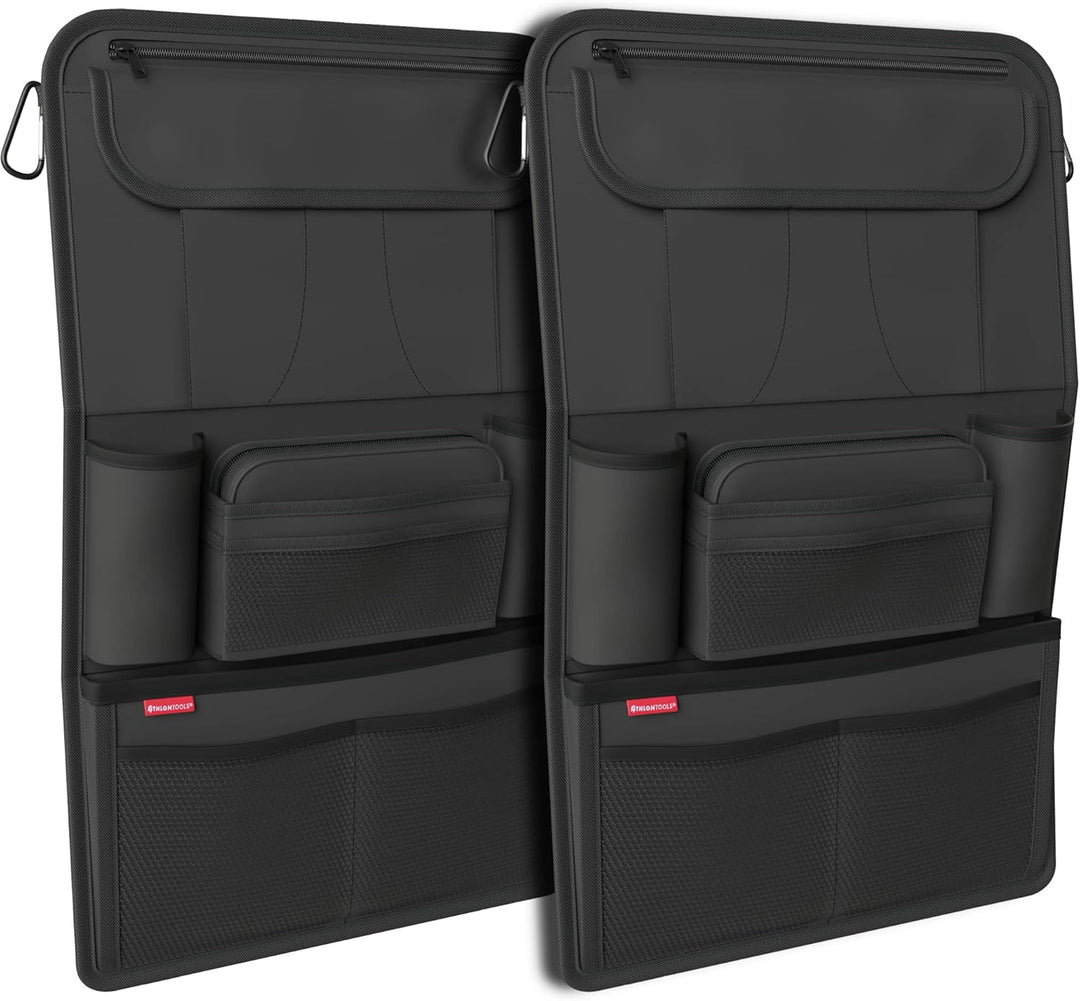 ATHLON TOOLS 2x Autositz-Organizer mit integrierter Tablet-Halter - Verstärkte Rückseite - mit Extra
