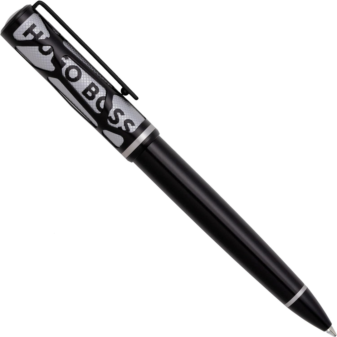 Hugo Boss Craft Kugelschreiber aus Messing in der Farbe Chrome, Länge: 14,3cm, Minenfarbe: Blau, HSS