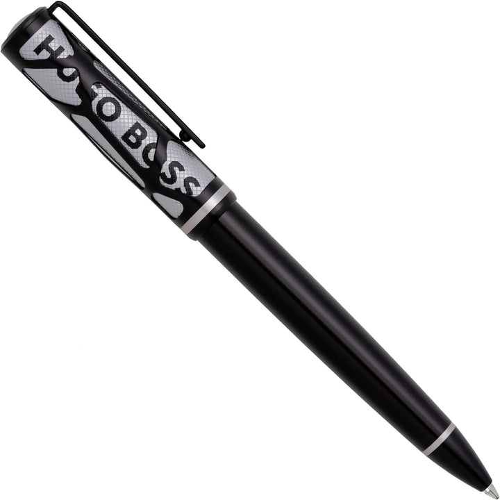 Hugo Boss Craft Kugelschreiber aus Messing in der Farbe Chrome, Länge: 14,3cm, Minenfarbe: Blau, HSS