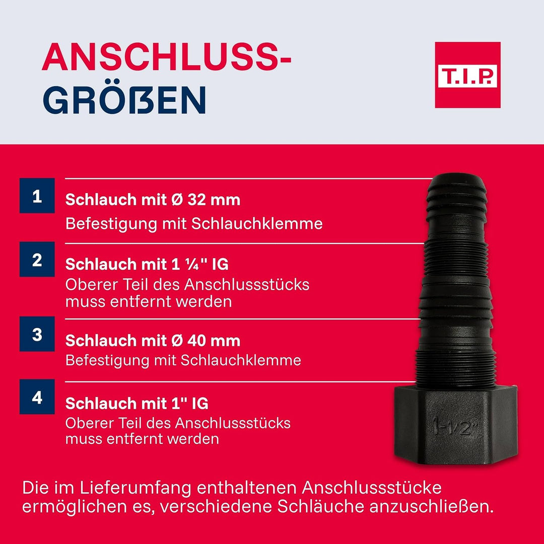 T.I.P. Schmutzwasser Tauchpumpe Edelstahl mit Duo-Ring (20.000 l/h Fördermenge, 1 mm Flachabsaugend,
