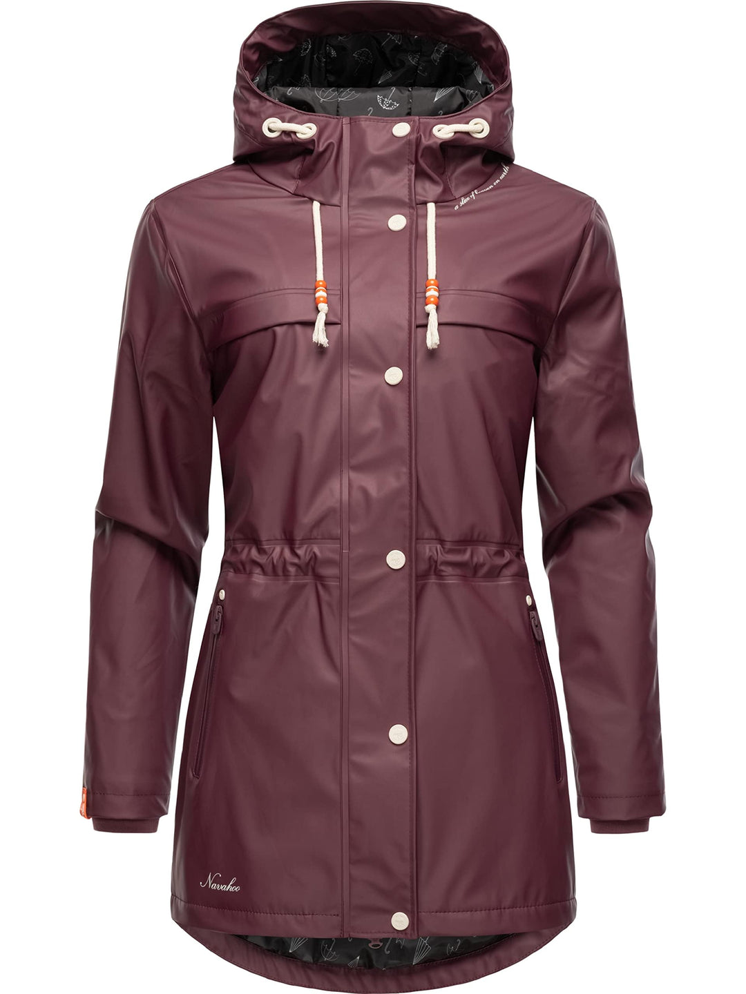 Navahoo Damen Übergangsjacke Regenmantel wasserdicht lang warm gefüttert mit Kapuze Rainy Forest XS-
