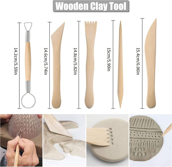 Allazone 31 Stück Polymer Clay Tools Set Modellierwerkzeug Set, Acryl Ton Roller mit Acrylplatten Tr