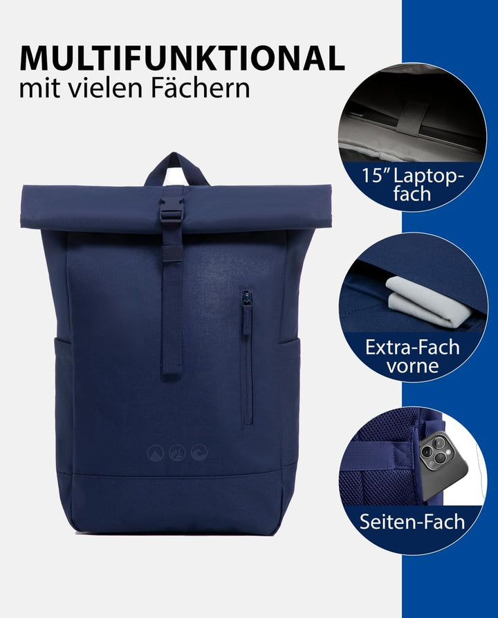 SONS OF ALOHA Roll-Top Rucksack Damen & Herren - NALU Reflektierend gross - Rolltop mit Laptopfach 1