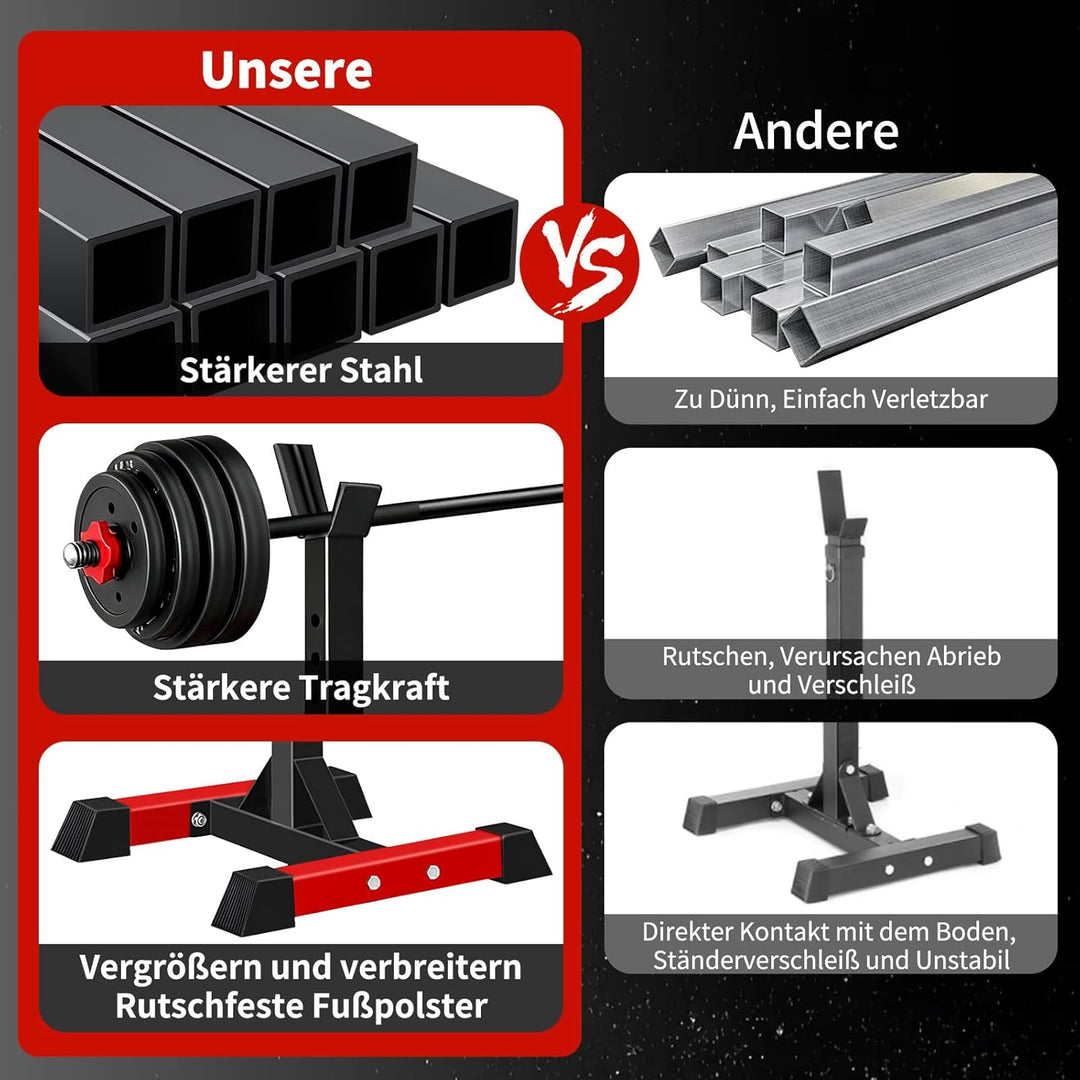 ISE Hantelständer Squat-Rack mit 6 Höhenverstellbar Langhantelablage,2 Einzelnen Ständern,Aus pulver