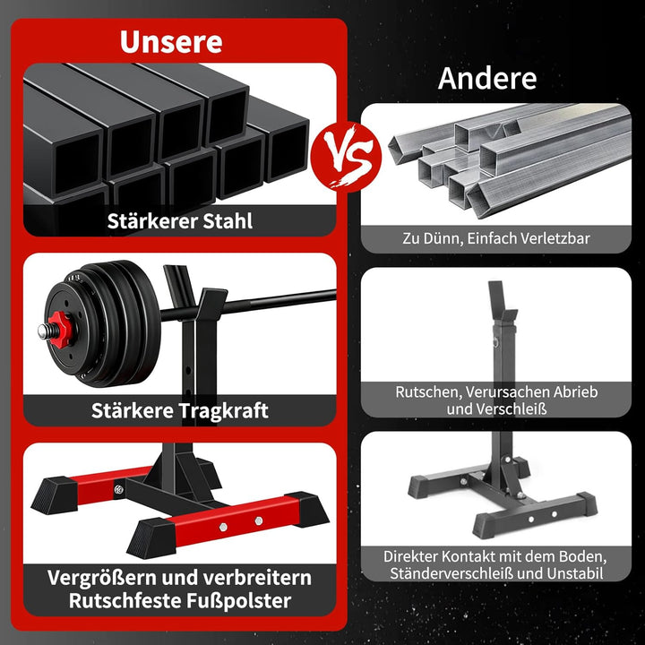 ISE Hantelständer Squat-Rack mit 6 Höhenverstellbar Langhantelablage,2 Einzelnen Ständern,Aus pulver