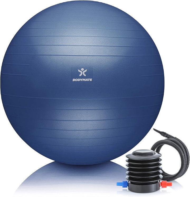 BODYMATE Gymnastikball Sitzball Trainingsball mit GRATIS E-Book inkl. Luft-Pumpe, Ball für Fitness,