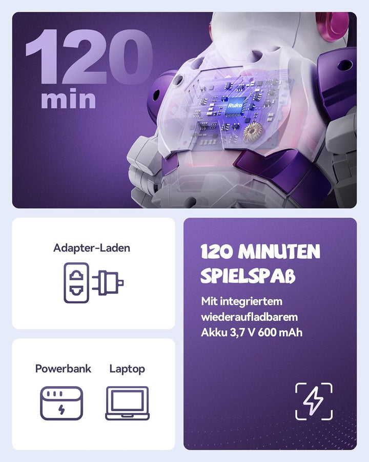 Ruko 6088 Tanzender Roboter für Kinder, App- & Fernbedienung, Gestensteuerung, Programmierbarer Lern