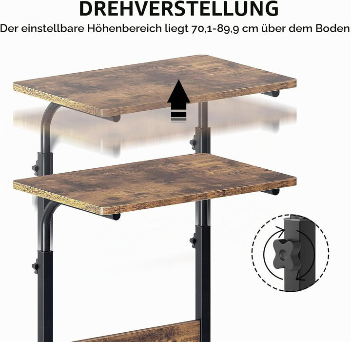 sogesfurniture höhenverstellbar Laptoptisch Laptopständer Computertisch mit Rollen, mobiler Beistell