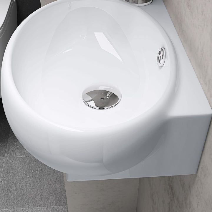 doporro Brüssel001L Hängewaschbecken aus Keramik in Weiss inkl. Nano-Versiegelung/Abperl-Effekt, Wan