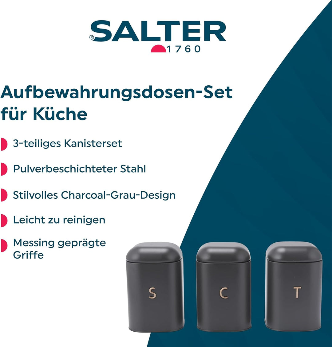 Salter BW13729EU7 Pebble Tee Kaffee Zucker Kanister Set – Aufbewahrungsdosen für Arbeitsplatten, Küc