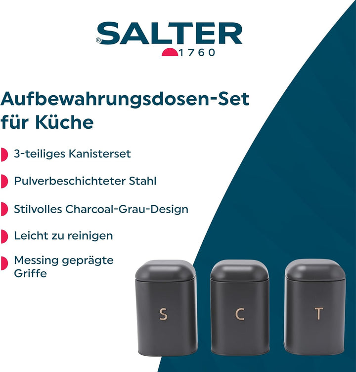 Salter BW13729EU7 Pebble Tee Kaffee Zucker Kanister Set – Aufbewahrungsdosen für Arbeitsplatten, Küc