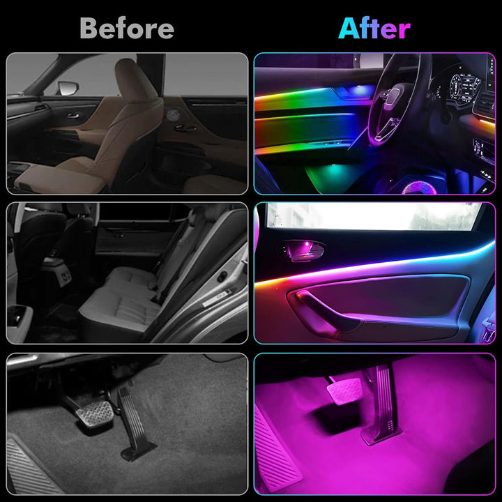 Innenraumbeleuchtung, Innenbeleuchtung Auto Lichtbänder 18 in 1 128 Bunte Acryl Faseroptikstreifen,