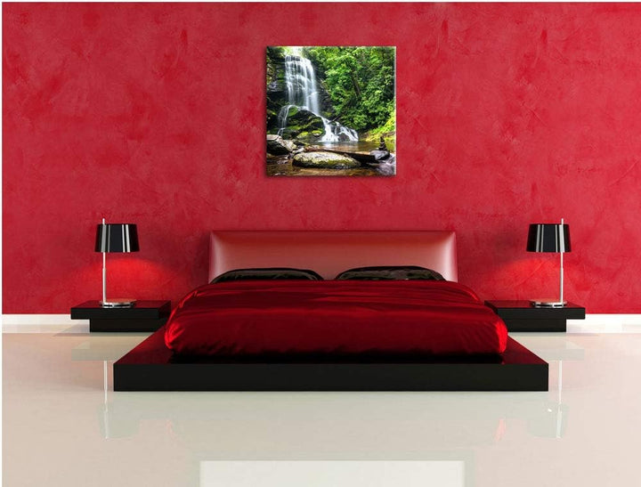 Pixxprint Wasserfall als Leinwandbild/Grösse: 70x70 cm/Wandbild/Kunstdruck/fertig bespannt, 70x70