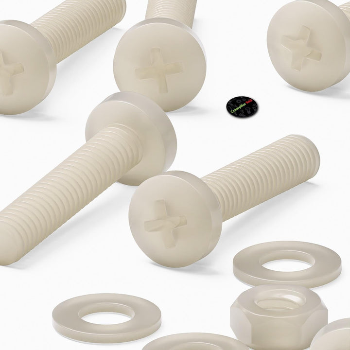 50 x Nylon Flachkopf-, Kreuzkopf-Kunststoff- Maschinenschrauben, M4 x 20mm, Kunststoffschrauben, Mut