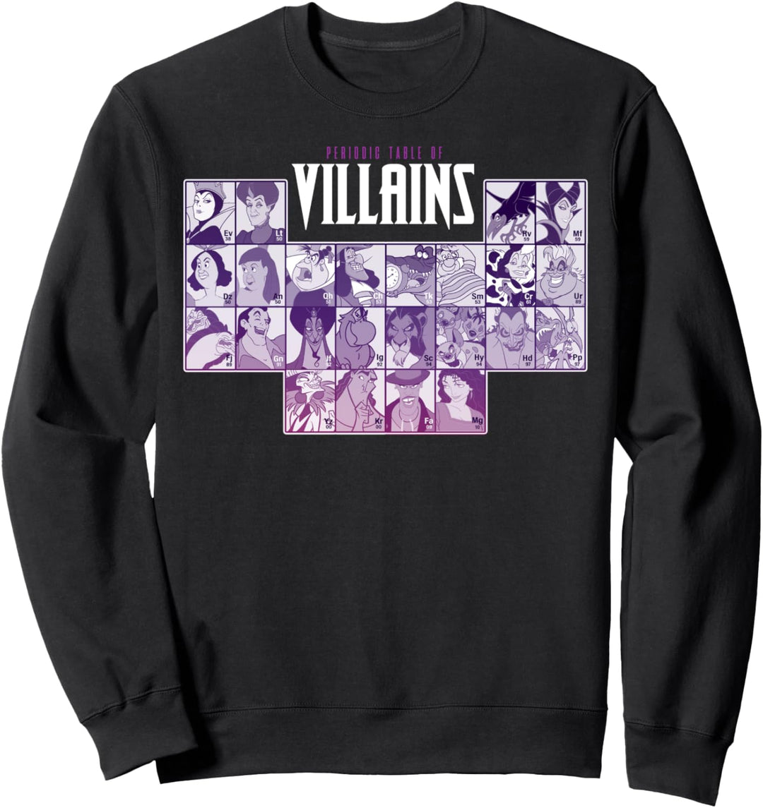 Disney Villains Periodic Table Of Villains Group Shot Sweatshirt