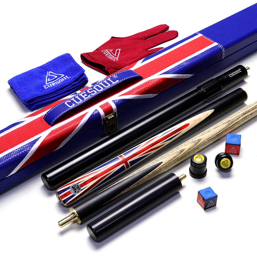 CUESOUL 57 "Handcraft 3/4 Ebenholz Snooker Queue mit Union Jack Flag Design CSSC-GQ-4, CSSC-GQ-4